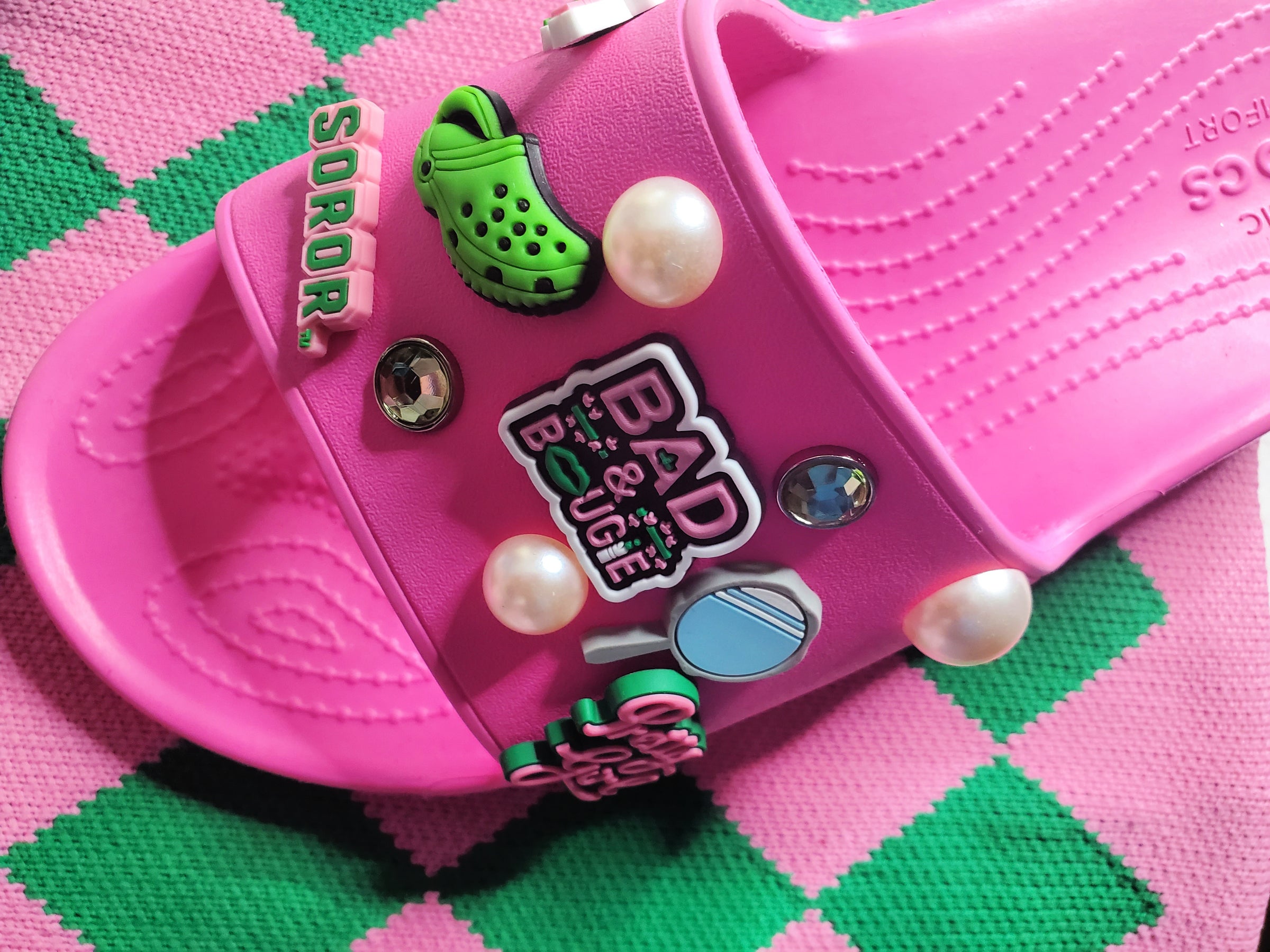 pink bling croc charms on crocs｜TikTok Search